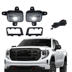 Luces antiniebla LED para parachoques delantero luces lente transparente cable para GMC Sierra 1500 2022-2024 - Imagen 1 de 12