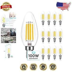 High Efficiency 12-Pack Dimmable LED Bulbs - 800 Lumens, E12 Base, B11 Shape - Picture 1 of 8