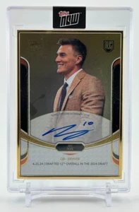 2024 Topps NOW Rookie Campaign Bo Nix On Card Auto Gold /50 Gold Framed RC - Bild 1 von 2