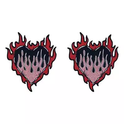 Heart On Fire Fashion Patch Custom Embroidered Iron On Patches For Clothing - Image 1 of 4