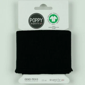 Polsini pronti, bracciale, GOTS, * Öko-Tex Class 1 *, uni, nero, 135 cm x 7 cm - Foto 1 di 3