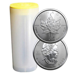 Roll of 25 - 2023 $5 Silver Canadian Maple Leaf 1 oz BU