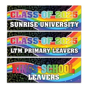 2 personalised school leavers banner rainbow boys girls Class 2025 Graduation - Picture 1 of 3