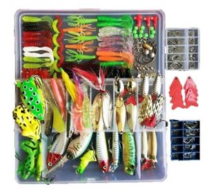 275pcs Freshwater Fishing Lures Kit Tackle Box Included Frog Spoons Saltwater