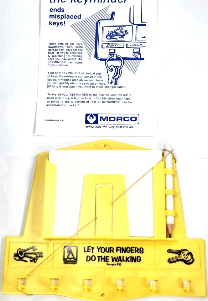 VTG Morco The Keyminder Yellow Pages Key Hook & Notepad - Image 1 of 1