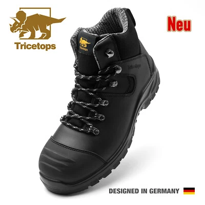 TRICETOPS Zapatos de seguridad S3 tapa de acero SRC impermeables cómodos zapatos de trabajo para hombre