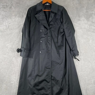 Gabardina Saks Fifth Avenue para mujer 14 negra con cinturón largo vintage Foto 1 de 4