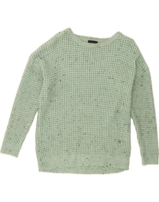 TOPSHOP Womens Oversized Boat Neck Jumper Sweater UK 6 XS Green Flecked CE01 - Image 1 of 3