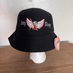 Betty Boop Wings Embroidered Black Bucket Cap Hat - Picture 1 of 6