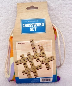 Crossword Set Wooden Game in Drawstring Pouch (NEW) - Picture 1 of 3