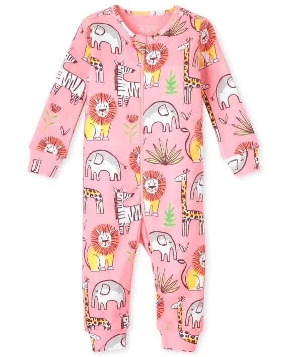 Nuevo con etiquetas Pijama para dormir The Childrens Place Elephant Jungle Girls Foto 1 de 3