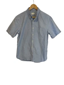 Men's Club Monaco Blue Slim Fit Short Sleeve Button Down Shirt M - Picture 1 of 9