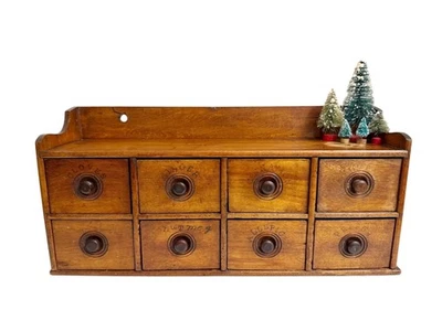 Antique Horizontal Eight 8 Drawer Spice Cabinet Box Vintage Primitive AAFA - Image 1 of 4