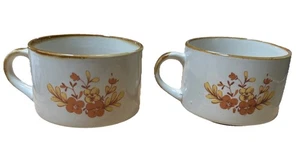 VTG Casualstone Stoneware 2 Ct Soup Mugs with Painted Flowers/Handles 4" Korea - Picture 1 of 11