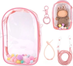 Espositore per bambole trasparente custodia da appendere, custodia protettiva per personaggi peluche borsa portaoggetti - Foto 1 di 13