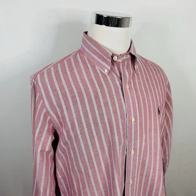 Camisa Oxford Polo Ralph Lauren Grande Calce Personalizado Roja Blanca Azul Rayas Algodón Foto 1 de 4