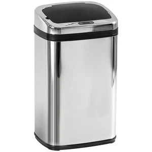 HOMCOM 30L Automatic Kitchen Bin with Lid and Infrared Motion Sensor Silver - Picture 1 of 11