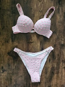 Bikini Set In Rosa/weiß Gr. S mit Push Up - Bild 1 von 2