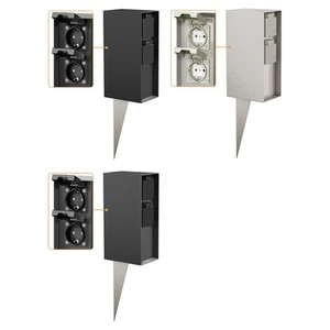 Garten-Steckdosen-Säule POMI mit Erdspieß für außen, IP44, 4-fach, schwarz, - Bild 1 von 19