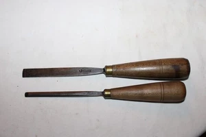 2 Antique S.J. Addis Wood Carving Gouges Chisels Tools Made In England - Picture 1 of 23