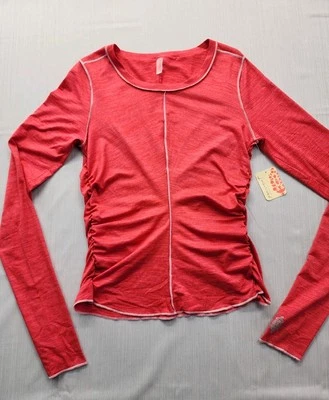 Nuevo Movimiento Free People FP Right On Run Manga Larga Rojo Baya Talla Pequeña Foto 1 de 4