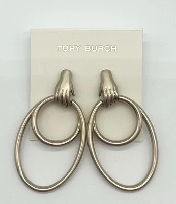 Brincos de argola surreal Tory Burch autênticos sem uso novo com etiquetas - Imagem 1 de 4