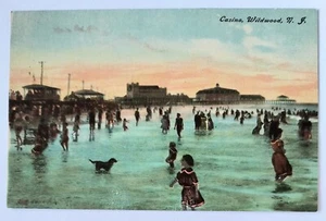 Wildwood NJ New Jersey Casino & Bathing Scene Vintage Postcard C7 - Picture 1 of 2