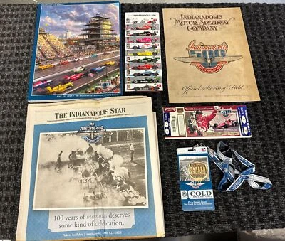 2009 Indy 500 Ticket,BRONZE PIT BADGE W/ Lanyard, Program, Newspaper CASTRONEVES - Image 1 of 4
