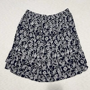 C&C California Womens Skirt S Navy White Floral Knit Pull-On Knee Length - Picture 1 of 6