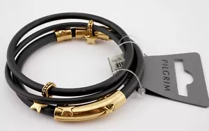 Schönes Set mit drei Pilgrim Gummi & Gold Metall Sterne Design Armbänder - Bild 1 von 3