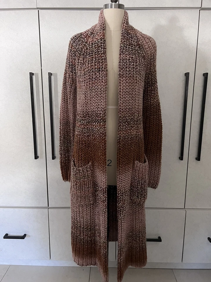 360 Suéter Cárdigan Efecto Ombre Plumero Largo Talla XS Neutro Foto 1 de 4