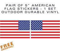 American Flag 5in stickers-Pair of decals 5 military USA US VINYL