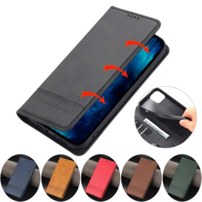 For iPhone 17/Air/16/15/14/13/12/11 SE 8 Leather Case Magnetic Flip Wallet Cover - Image 1 of 4