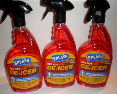 SPLASH RED HOT DE ICER FOR WINDSHIELDS AND WIPERS 3 TRIGGER SPRAY BOTTLES 32 OZ Foto 1 de 2