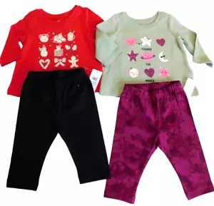 Gap Baby Girl 2 Outfits Multicolor SIZE 0-3 Months 4 PC Bundle Long Sleeve New - Picture 1 of 11