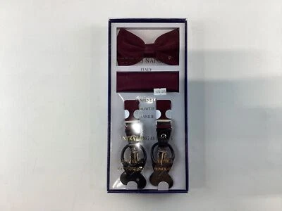 Juego de pañuelos Vesuvio Napoli Borgoña italiano con tirantes pajarita NUEVO Foto 1 de 4