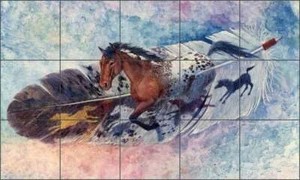 See Spot Run by Kathy Morrow Native Art Ceramic Tile Mural Backsplash RW-KM005 - Picture 1 of 2