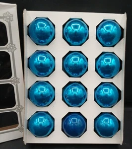 Vintage Weihnachtsschmuck blau von Stechpalme Dekorationen Made in USA 12er Set - Bild 1 von 6