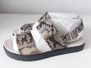 New Monki Women's Sandals Size UK 6 EU 39 Tan Animal Print Flat - Picture 1 of 10