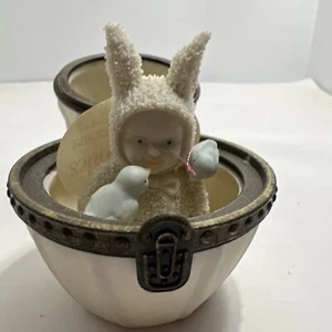 Dept. 56 Snowbunnies Easter True Blue Friends Egg Shaped Bisque Hinged Box 3” - Picture 1 of 8
