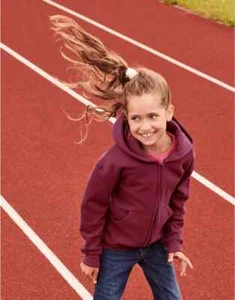 Fruit Of The Loom Kids Classic Hooded Sweat Jacket Girl Boys Plain Hood Pullover - Picture 1 of 10