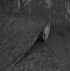 Havana Black Distressed Industrial Metallic Wallpaper Paste Wall A.S Creation - Picture 1 of 3