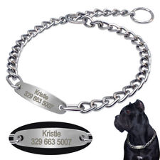 Heavy Duty Dog Choke Check Chain Collars & ID Tag Pet Show Collar Slip Training