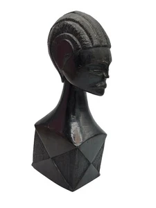 Tribal Art Statue Carved Wood Man Woman 8" Color Black Tabletop Decor - Picture 1 of 8