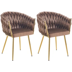 Set 2 Sedie per Sala da Pranzo e Ufficio in Velluto Marrone Sedia Ergonomica - Foto 1 di 5