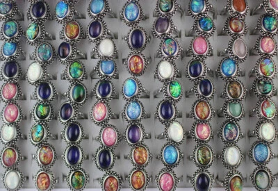 Lotes de trabajo de 35 piezas anillos de moda mixtos al por mayor joyas mujeres anillos P de resina de plata Foto 1 de 4