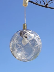 70s Vintage Glas Pendellampe Rauchglas Kugel 1 flammig 70er - Picture 1 of 8
