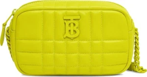 Burberry Mini Lola Quilted Leather Camera Bag Vivid Lime Women's Handbag - Picture 1 of 12