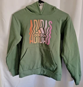 Adidas Green Long Sleeve Pullover Hoodie Boys Size Medium 10/12 - Picture 1 of 8
