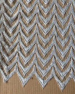 DARQUER French Lace 47” Wide Fabric Steel Blue Chevron Vintage 1980s France - Picture 1 of 5